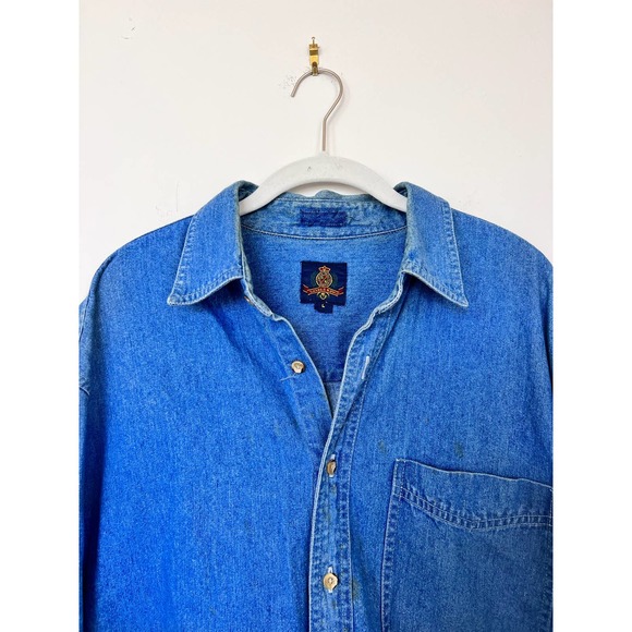 Savil Rowe Denim Button Down Longsleeve Shirt - Picture 2 of 16
